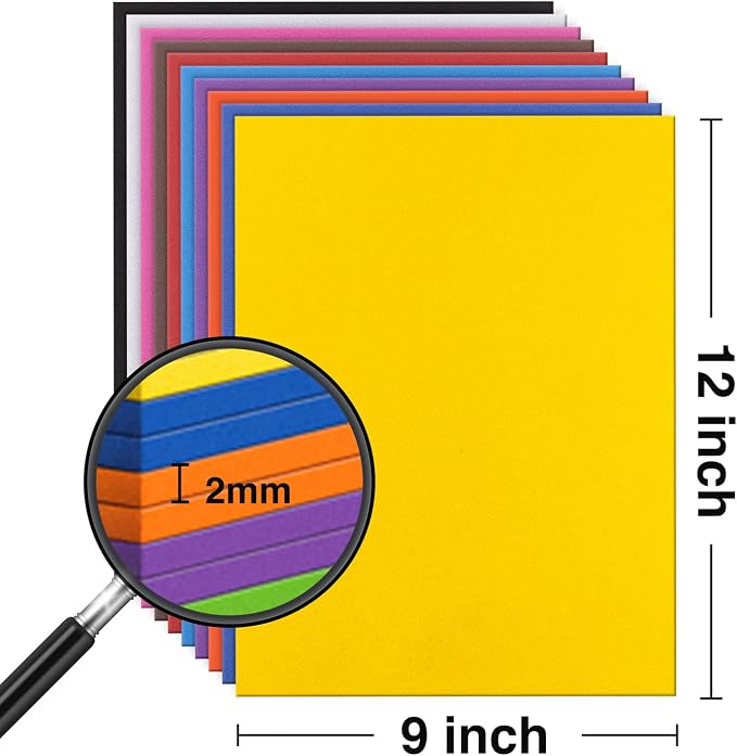 MEARCOOH Foam Sheets Crafts 9x12 Inch 10 Colors 2mm Eva Color Craft Foam Paper - Image 3
