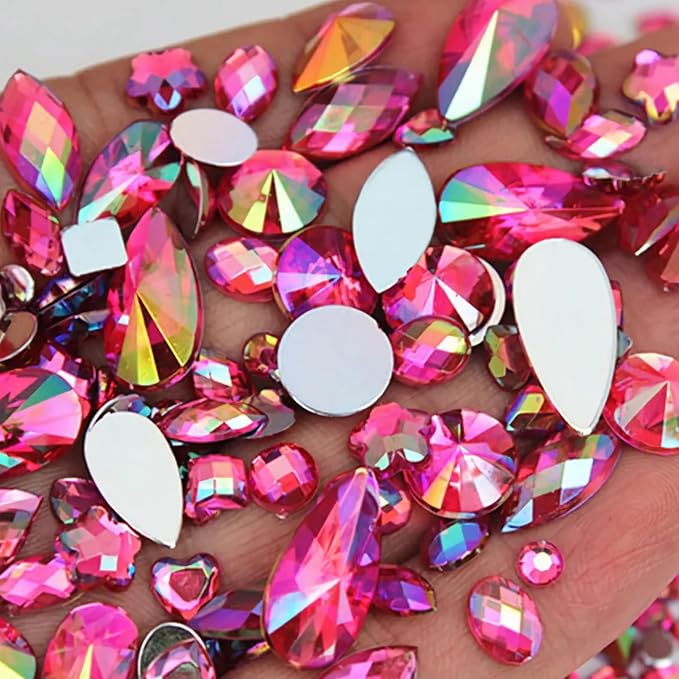 1000Pcs Gems Jewels for Crafting, Flat Back Acrylic AB Rhinestones Gemstone by UYTRDVG
