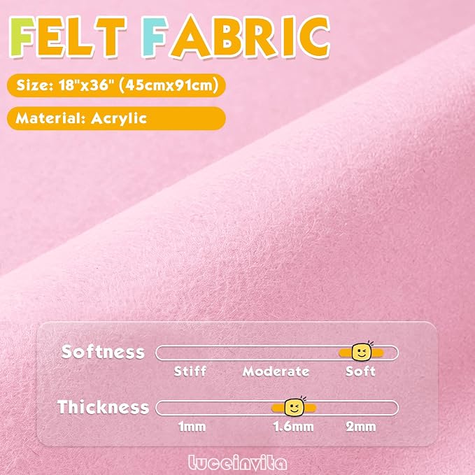 Soft Pink 18" X 36" Felt Fabric Sheet - Image 2