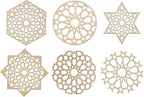 12 pcs 6 Styles Hollow Star Theme Wooden Drink Coasters Snowflake Hexagon by Gythara