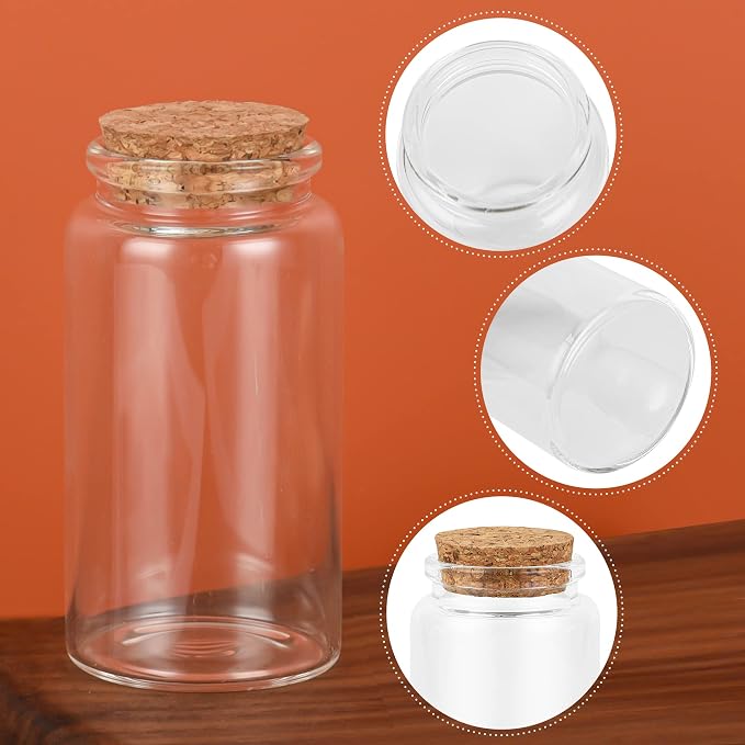 3PC100ML Empty Glass Jars with Cork Stoppers - Image 3