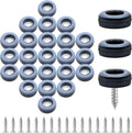 24pcs 3/4" (19mm) Screw on Furniture Sliders, Teflon Chair Leg Slides, Round Furniture Glides with Screws for Hardwood Floors Protectors (Gray/Black)
