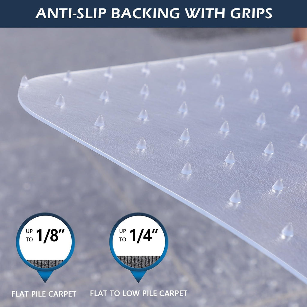 SALLOUS Clear Chair Mat for Carpet, 53" x 45" Heavy Duty Vinyl Floor Mat for Carpeted Floors, Gaming Chair Mat with Tap, Rolling Under Desk Floor Mat for Home Office