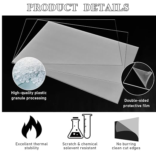 Roowest 1 Pcs 24 x 36 Inch, 1/2 Inch Thick Clear Acrylic Sheets Transparent - Image 3