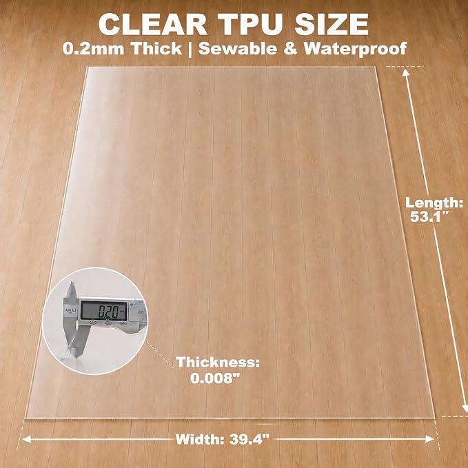 SHISU Clear TPU Vinyl Fabric 8 Mil, Large Waterproof Sheet | Wide transparent - Image 7