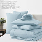 CozyLux Queen Comforter Set Light Blue, 7 Pieces Bed in a Bag, All Season - Image 6