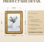 Cuspin 5x7 Gold Picture Frame, Ornate Decorative Rattan Resin Photo Frame - Image 5