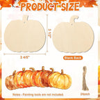 COCHIE Fall Pumpkin Wood Crafts to Paint Set of 24, Autumn Pumpkins Unfinished - Image 2