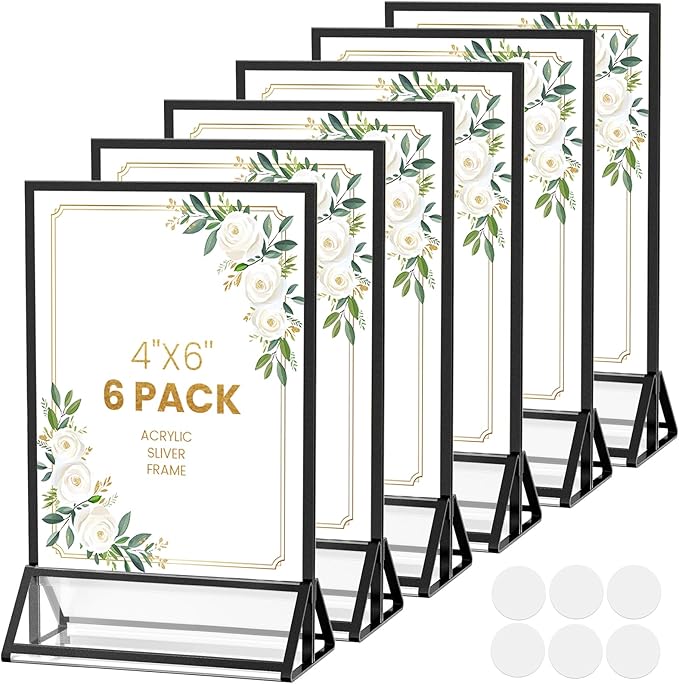 Acrylic Sign Holder 4X6 Black Picture Frame Double-Sided -6 Pack | Sign Stand by AcrylicSignHolderMahjongRacks%EF%BC%8CMahjongBags