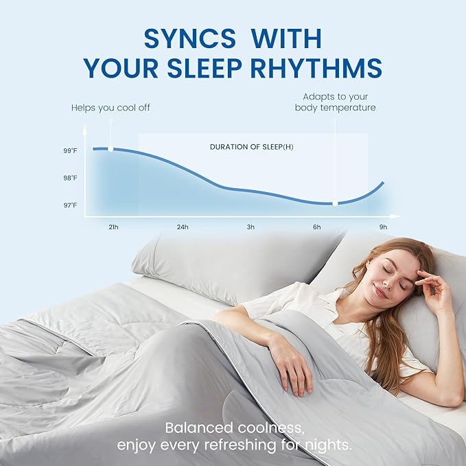 Cozy Bliss Cooling Comforter Queen Size, Reversible Lightweight Cooling Blankets - Image 2