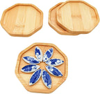 4PCS Mosaic Bamboo Coasters for Crafts, Blank Base Trays, Drinking Cup Coaster - Image 4