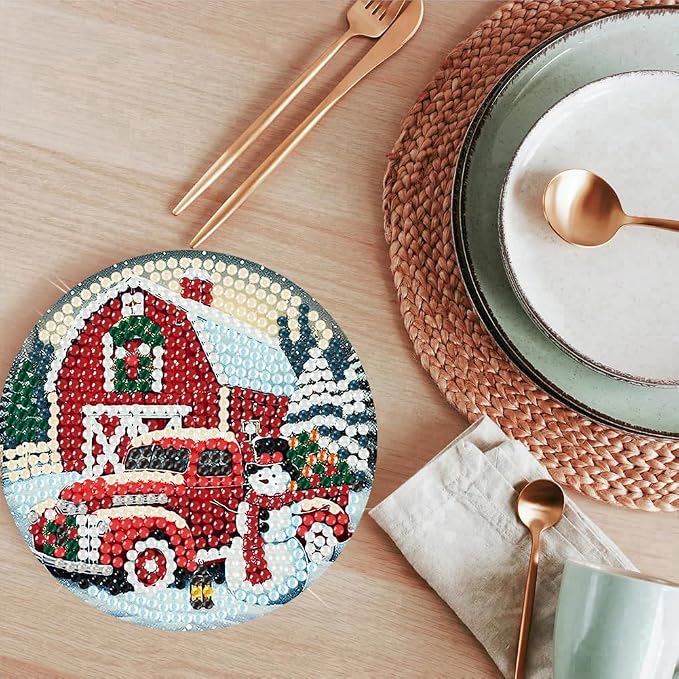 ijbnhd 8 PCS Christmas Diamond Art Coasters Kit - Image 7