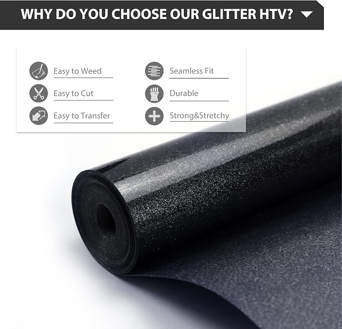 HTVRONT Glitter HTV, Easy-Weed for Craft Design - Image 3