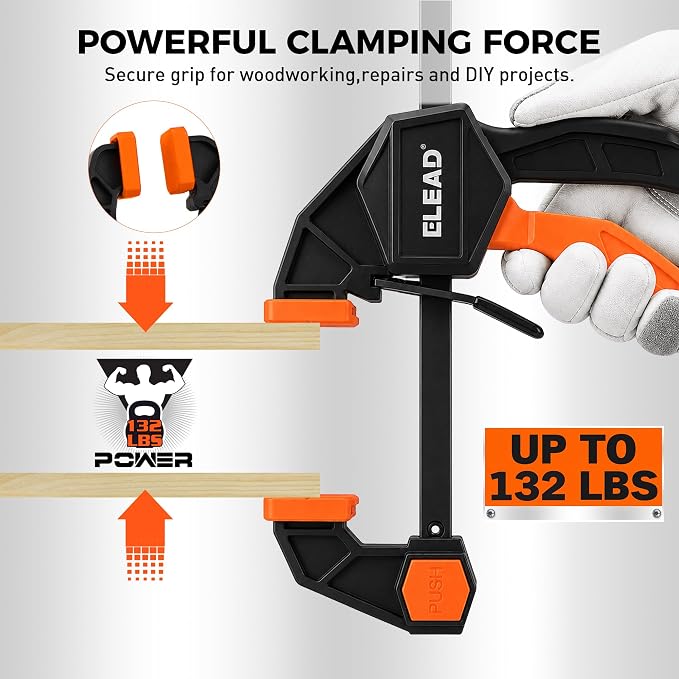 10-Piece Bar Clamp Set for Woodworking, 4 x 6-inch & 2 x 12-inch One-Handed F - Image 4