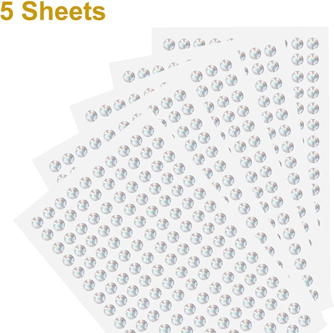 HARFINGTON 5 Sheet/800pcs Rhinestone Adhesive Stickers Self Adhesive Acrylic - Image 3