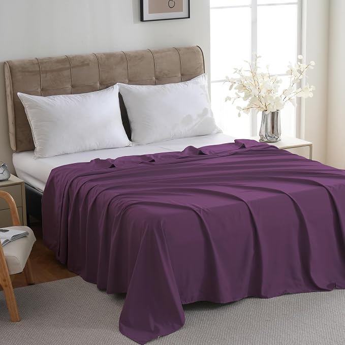 ZPECC King Flat Sheet Only 6 Pack, Durable Dark Purple Top Bed Sheets - Image 2