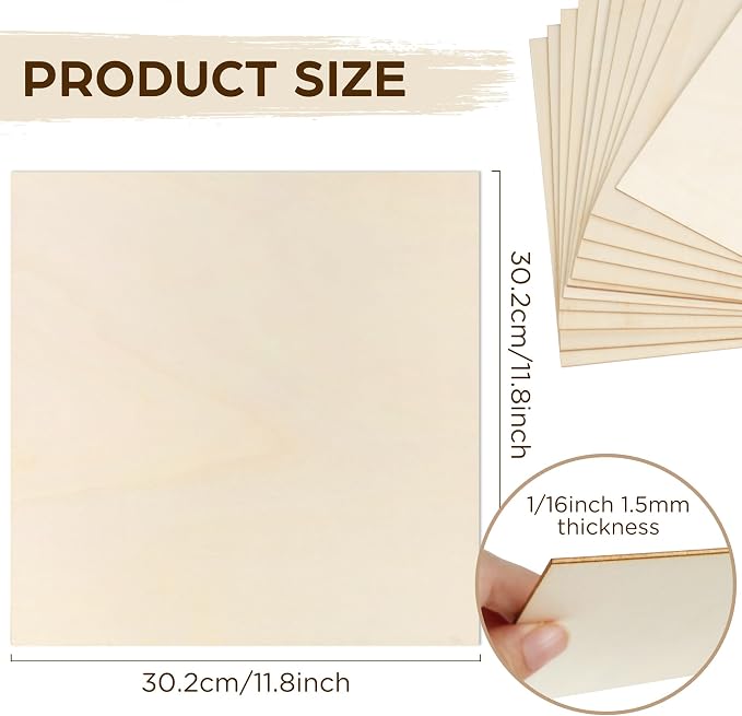 LotFancy Basswood Sheets, 12 Pack, Plywood Sheets - Image 2