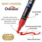 Overseas 2 Pack Red Acrylic Paint Pens Permanent Markers, Medium Tip | - Image 2