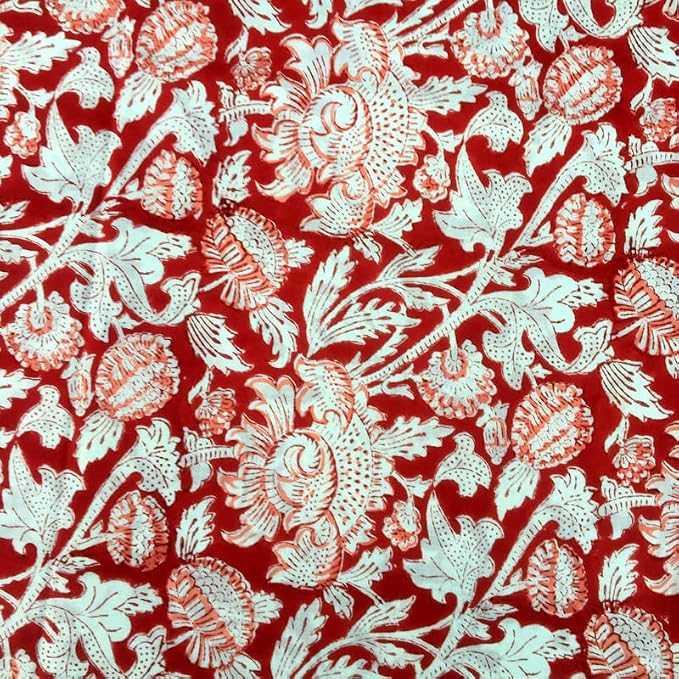 E-Tailor® Indian Handmade Ethnic 100% Cotton Running Hand Block Print Natural - Image 4