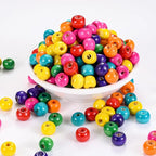 DAHI 1000pcs 8mm Wood Beads Colorful Wooden Bead Large Hole Wooden Beads Loose - Image 5