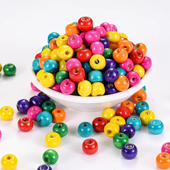 DAHI 1000pcs 8mm Wood Beads Colorful Wooden Bead Large Hole Wooden Beads Loose - Image 5