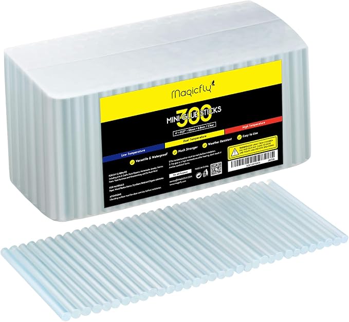 Magicfly Mini Hot Glue Gun Sticks, Huge Pack of 300, Compatible by Magicfly