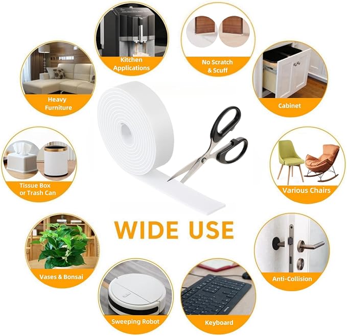 Furnigear Felt Strips with Adhesive Backing Heavy Duty Cuttable Felt Tape Roll - Image 5