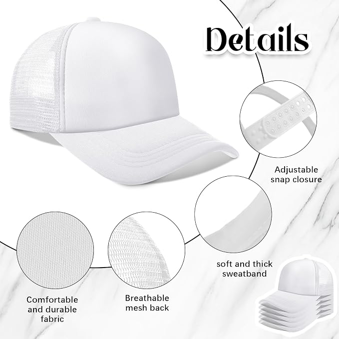 Vabean 24 Pack Sublimation Blank Cap Trucker Mesh Cap Unisex Plain Blank - Image 2