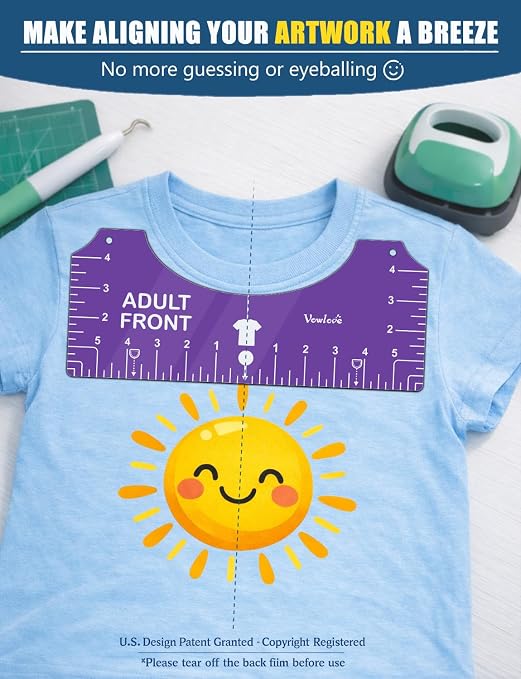 Vowlove Tshirt Ruler Guide Set for Cricut, Shirt Measure Ruler Centering Tool - Image 2