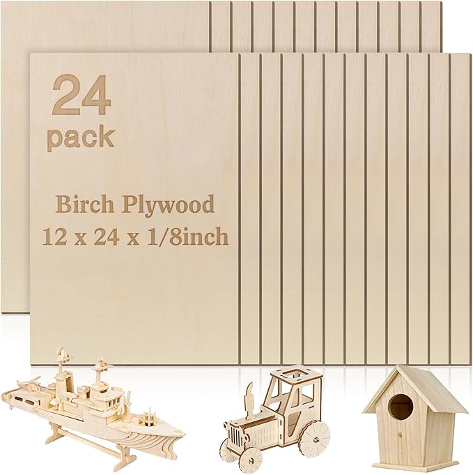 24 Pcs Baltic Birch Plywood, School DIY Projects, CNC Cutting, Wood Burning 24 by Vemkyrio