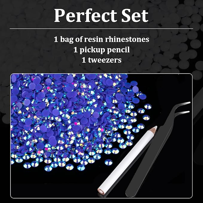 1500pcs 6mm Resin Rhinestones Bulk, Dark Blue AB Flatback Round Jelly - Image 4