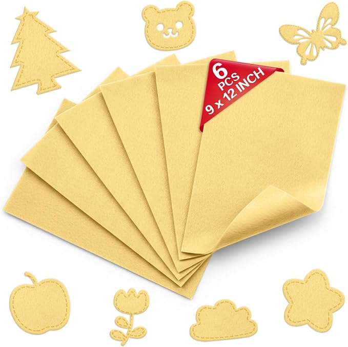 Pastel Yellow Soft Felt Sheets for Crafts, 1.6mm Thick, Kids' Crafts, DIY by Grainear