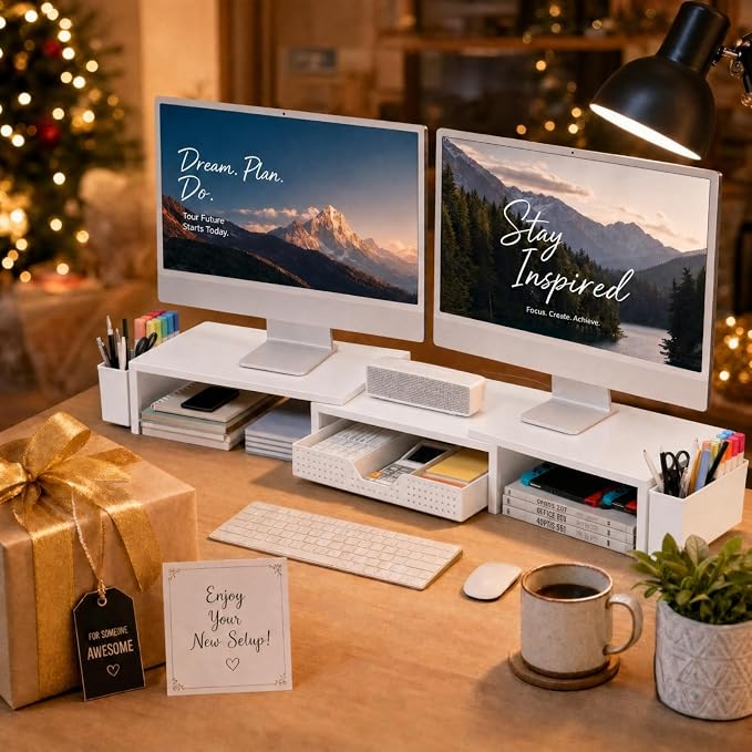 OPNICE Desk Organizers and Accessories, Dual Monitor Stand Riser - Image 9
