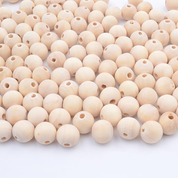 12mm Wooden Beads for Craft, Bead Garland, Farmhouse Decor by Modpion