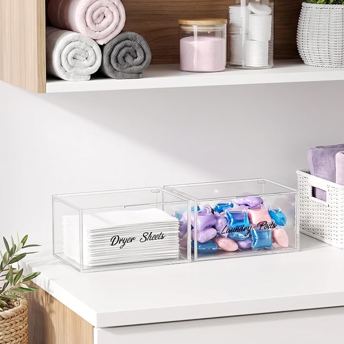 Acrylic Dryer Sheet Holder Dispenser Container, Bonus Black Labels Included | - Image 5