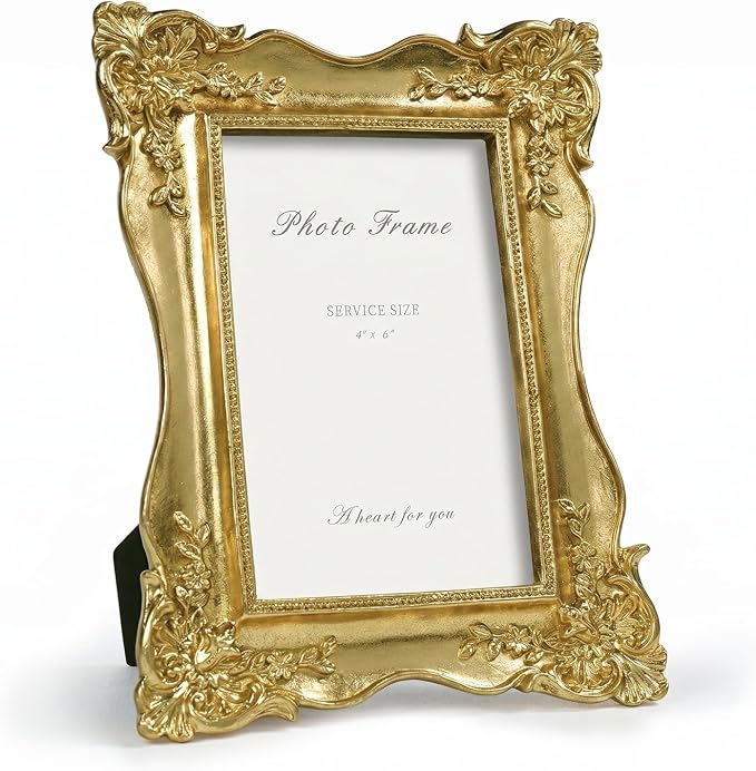 Cuspin 4x6 Picture Frame Gold Vintage, Ornate Decorative Photo Frame by Cuspin