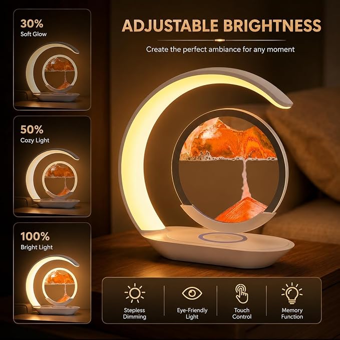 Moving Sand Art Lamp, Crescent LED Table Lamp - Image 3