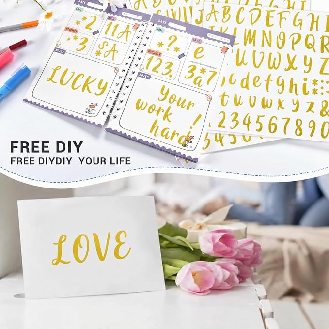 Outus 576 Pcs 8 Sheets Letters Stickers Vinyl Alphabet Number Decals Back to - Image 6