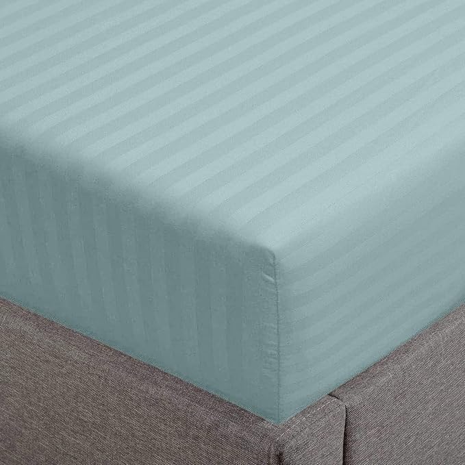 Feather & Stitch 1 PC Fitted Sheet California King Size, 100% Cotton Damask by FEATHERSTITCHNEWYORK