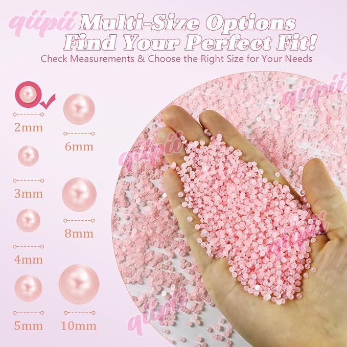 qiipii 7500PCS 2mm Small Light Pink Round Half Round Pearls - Image 3