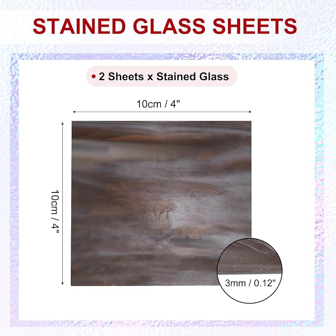 PATIKIL 4 x 4 Inch Transparent Stained Glass Sheets, 2 Sheets Mosaic Glass - Image 2