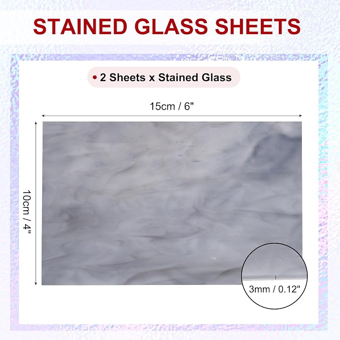 PATIKIL 4 x 6 Inch Transparent Stained Glass Sheets, 2 Sheets Mosaic Glass - Image 2