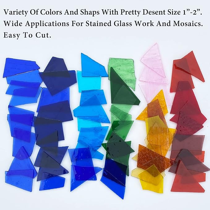 Colorful Stained Glass Scraps, Transparent Glass Mosaic Tiles - Image 4