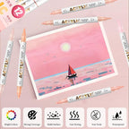 Pink Skin Acrylic Paint Pens, Water Based 12 Colors Dual Tip Acrylic Paint - Image 4