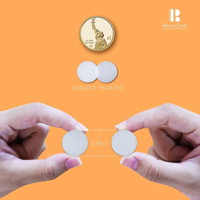 Self Adhesive Dots, Strong Adhesive 1400pcs 0.59" Diameter Sticky Back Nylon - Image 2
