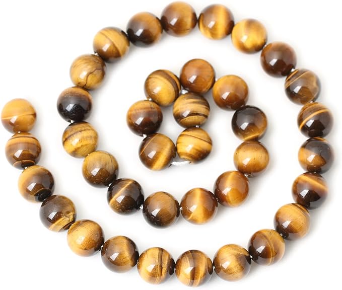 35PCS 10mm Natural Yellow Tiger Eye Stone Gemstone Round Loose Beads - Image 2