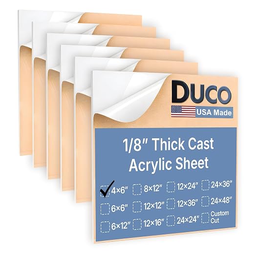 Duco White Cast Acrylic Sheets 1/8" Thick 4" x 6" by DucoPlasticsSupply