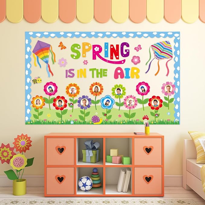 Spring is in The Air Bulletin Board Set Colorful Floral Butterfly Photo Craft - Image 6