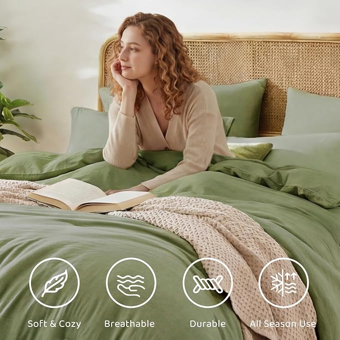 WRENSONGE Oversize King Size Comforter Set- 7 Pieces Sage Green Bed in a Bag - Image 4