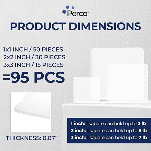 Perco Double Sided Tape Squares, 95 Pre-Cut Mounting Squares – 50 1"x1" - Image 2
